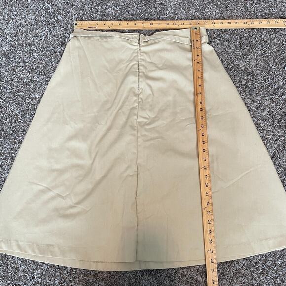 Vintage Wrangler Skirt Size 14 Khaki Tan A Line Midi High Rise Minimalist Retro - Picture 15 of 16